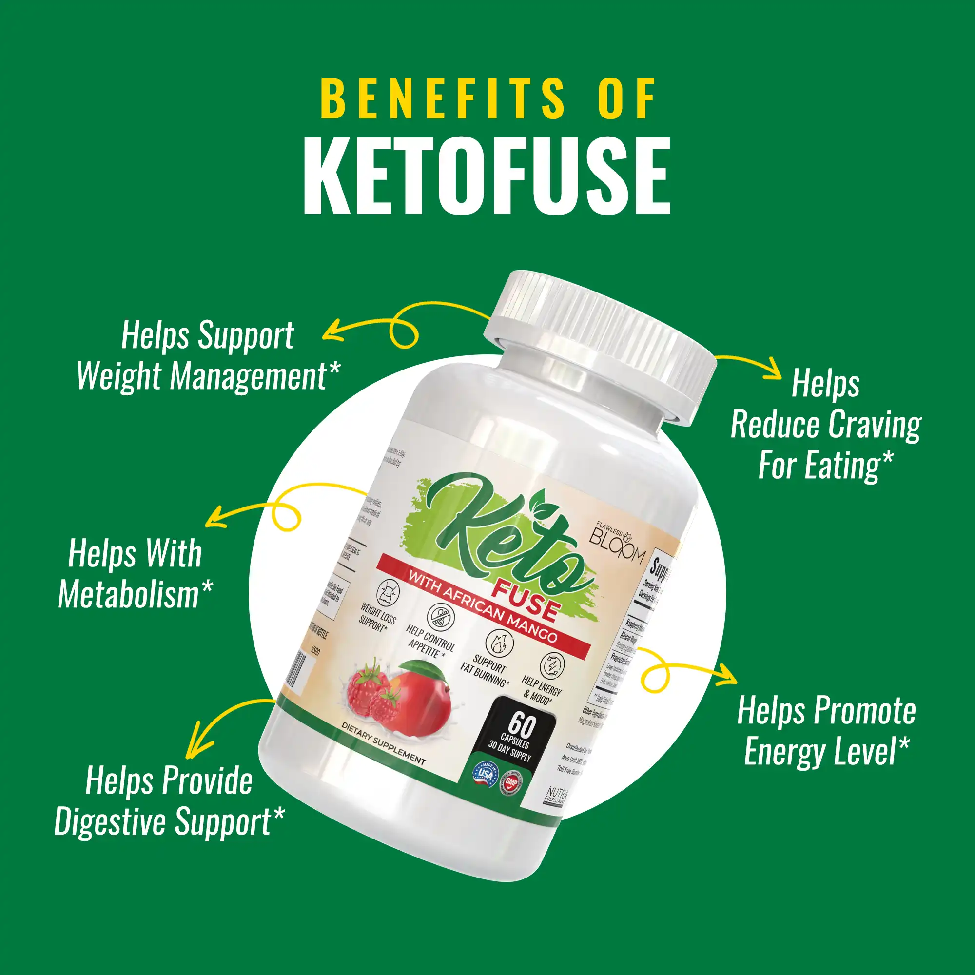 KetoFuse Keto Diet Supplement Capsules for Metabolism, Energy & Appetite Support