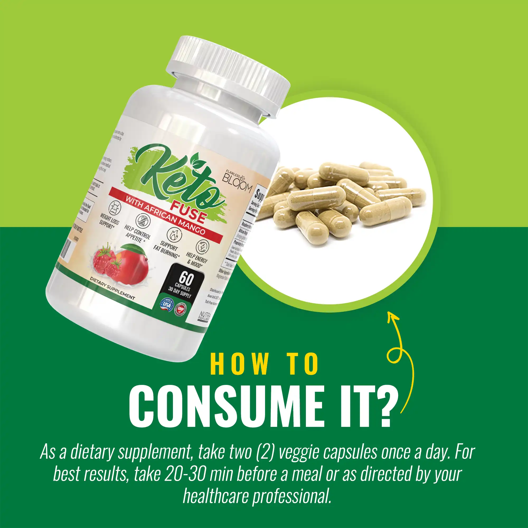 KetoFuse Keto Diet Supplement Capsules for Metabolism, Energy & Appetite Support