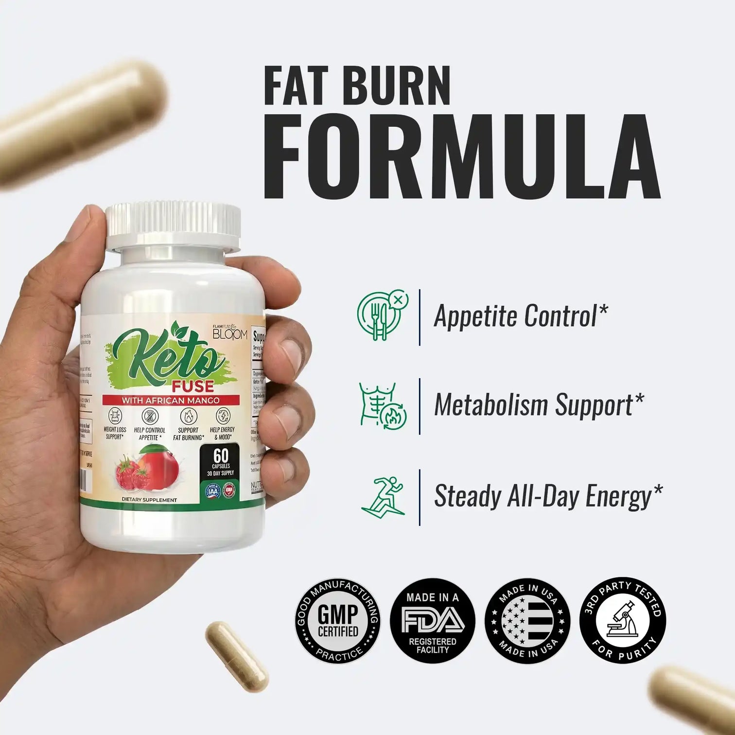 KetoFuse Keto Diet Supplement Capsules for Metabolism, Energy & Appetite Support