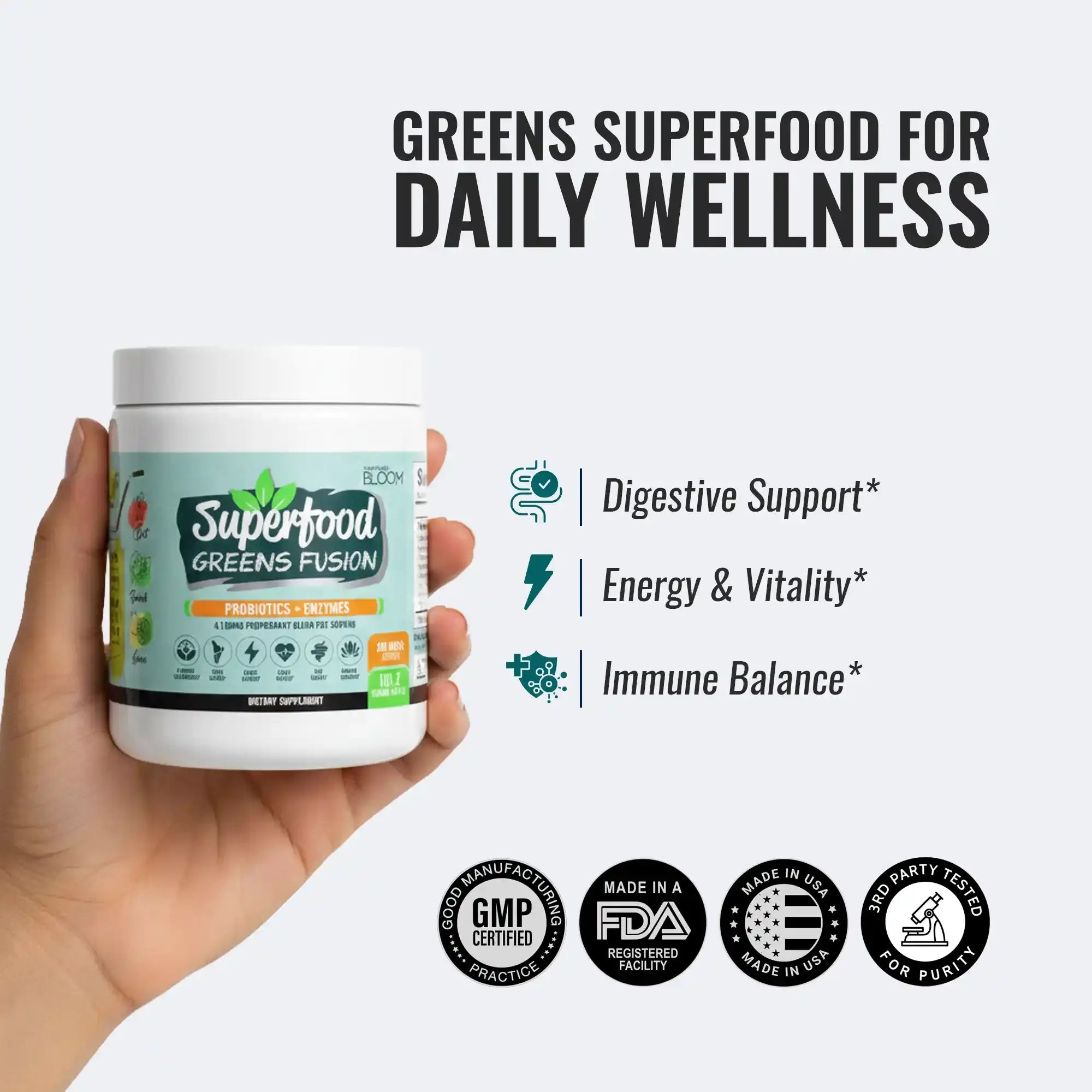 Superfood Greens Fusion - Probiotics + Enzymes Supplement