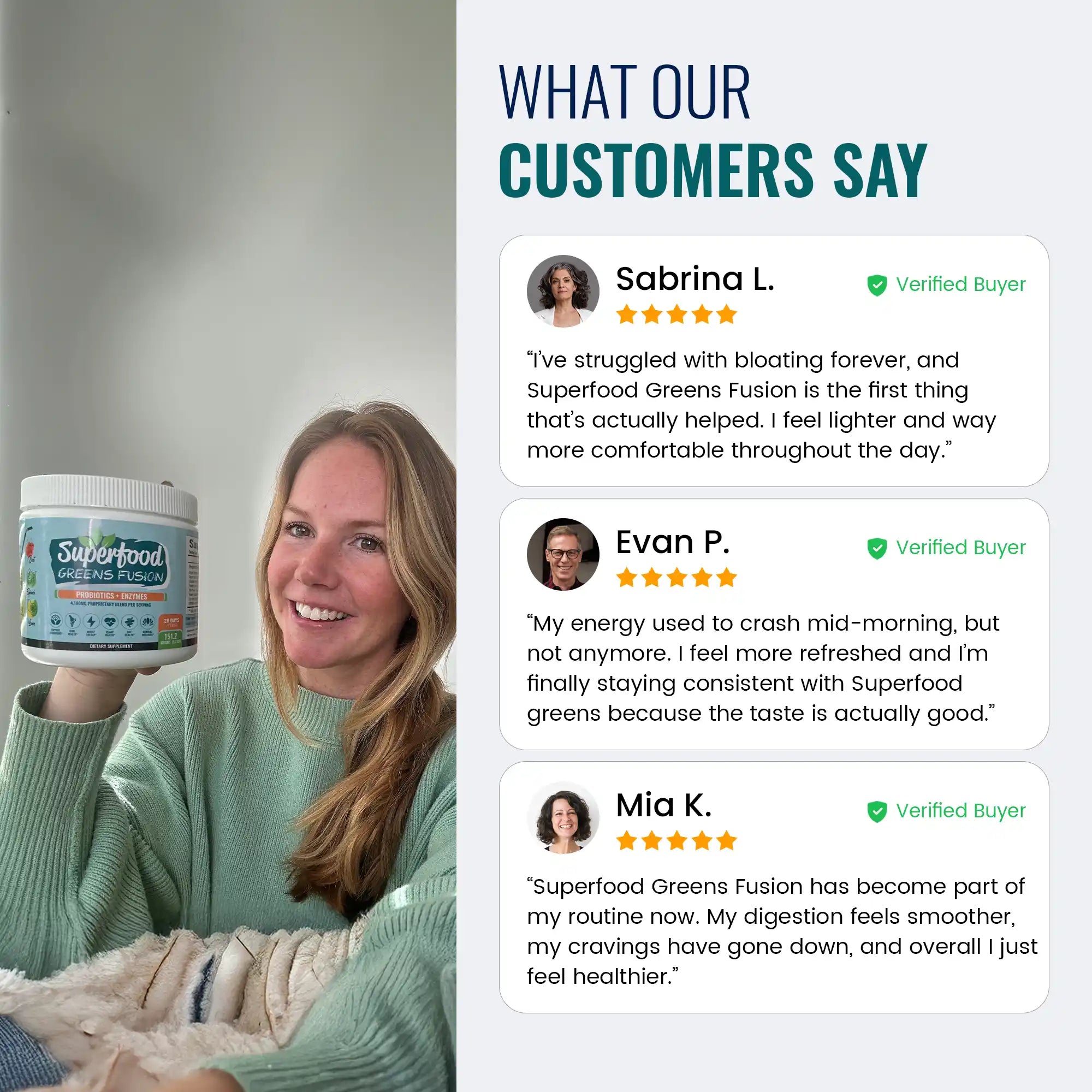 Superfood Greens Fusion - Probiotics + Enzymes Supplement